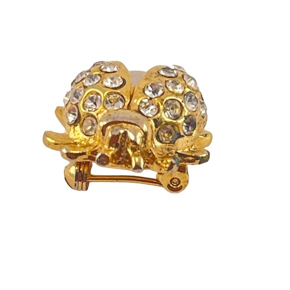 Vintage Gold Ladybug Brooch With Rhinestones & Faux Pearl Accent - Picture 4 of 6